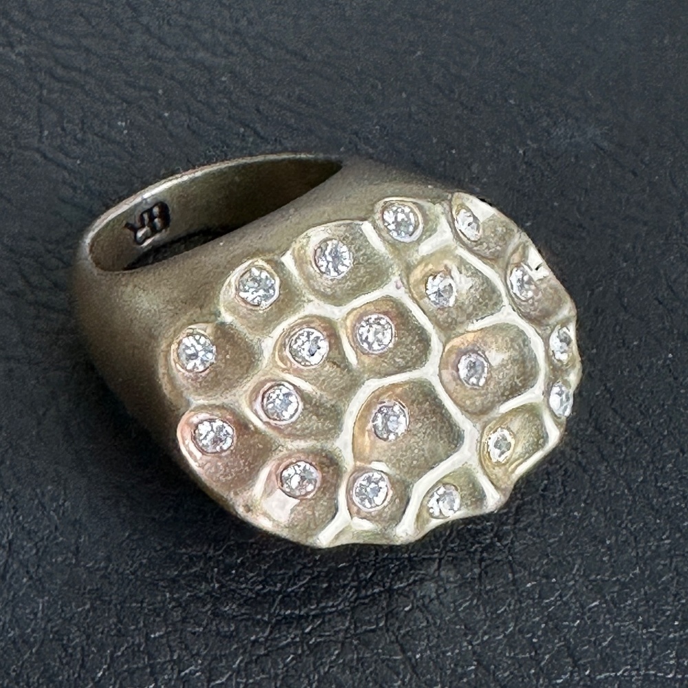 Matte Gold-tone and Rhinestone Banana Republic Statement Ring